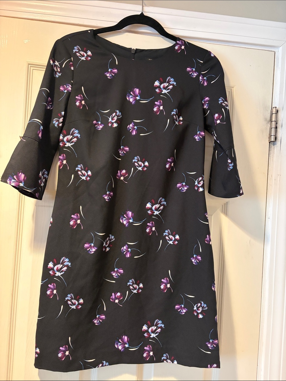 Banana Republic Midi Dress in Black Purple Floral 0P